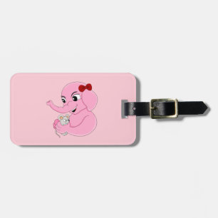 Cute elephant girl cartoon luggage tag