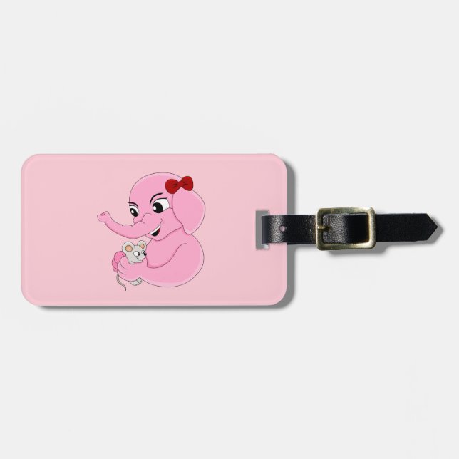 Cute elephant girl cartoon luggage tag (Front Horizontal)