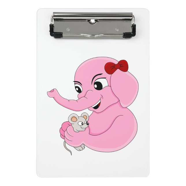 Cute elephant girl cartoon mini clipboard (Front)