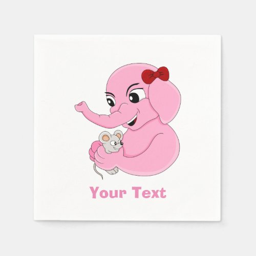 Cute elephant girl cartoon napkins