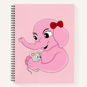 Cute elephant girl cartoon notebook