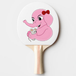Cute elephant girl cartoon ping pong paddle