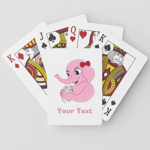 Cute elephant girl cartoon playing cards