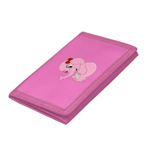 Cute elephant girl cartoon trifold wallet