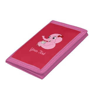 Cute elephant girl cartoon trifold wallet