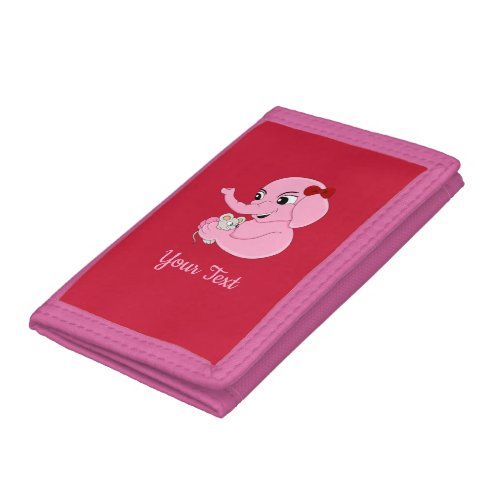 Cute elephant girl cartoon trifold wallet