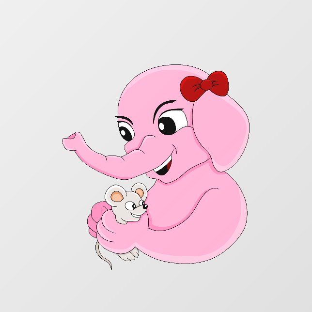 Cute elephant girl cartoon  wall decal  (Front)