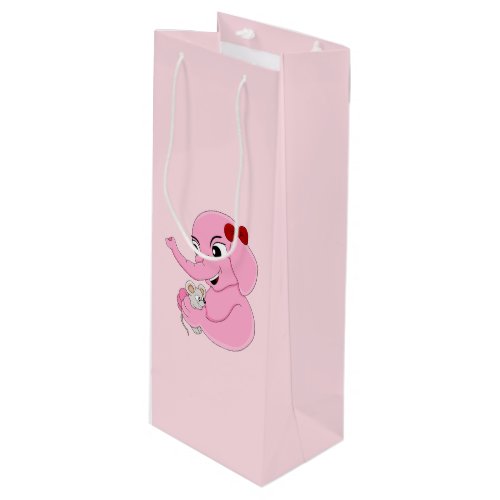 Cute elephant girl cartoon wine gift bag
