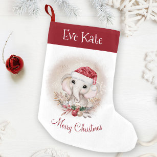 Cute Elephant Girl Name Christmas Stocking