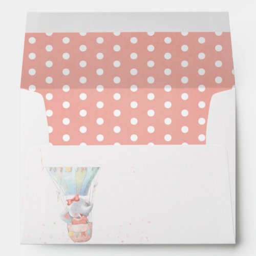 Cute Elephant Girl Pink Baby Shower Return Address Envelope