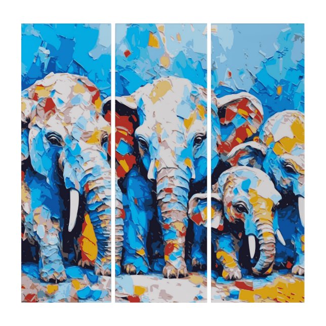 Cute Elephant Glossy Poster Triptych (Front)