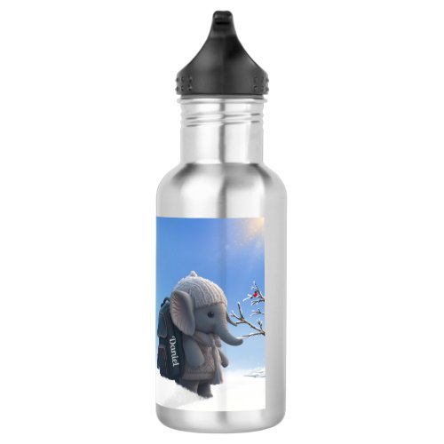 Cute Elephant Going to School Knit Hat Sweater  Stainless Steel Water Bottle