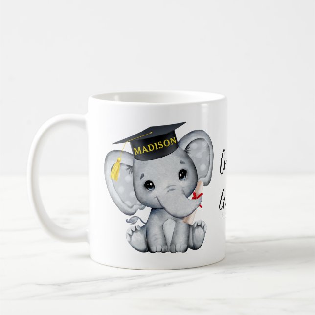 Cute Elephant Graduation  Coffee Mug (Left)