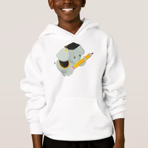 Cute Elephant Graduation Elephant School Pencil Hoodie