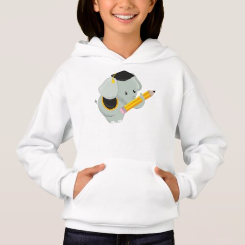 Cute Elephant Graduation Elephant School Pencil Hoodie