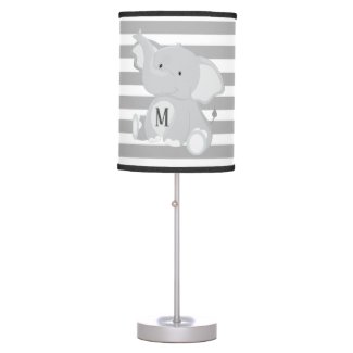 Cute Elephant Gray and White Stripes Nursery