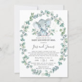 Cute Elephant Greenery Baby Shower by Mail Boy Invitation (Front)