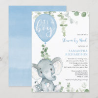 Cute elephant greenery boy shower by mail