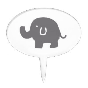 Cute Elephant Grey And White Cake Pick