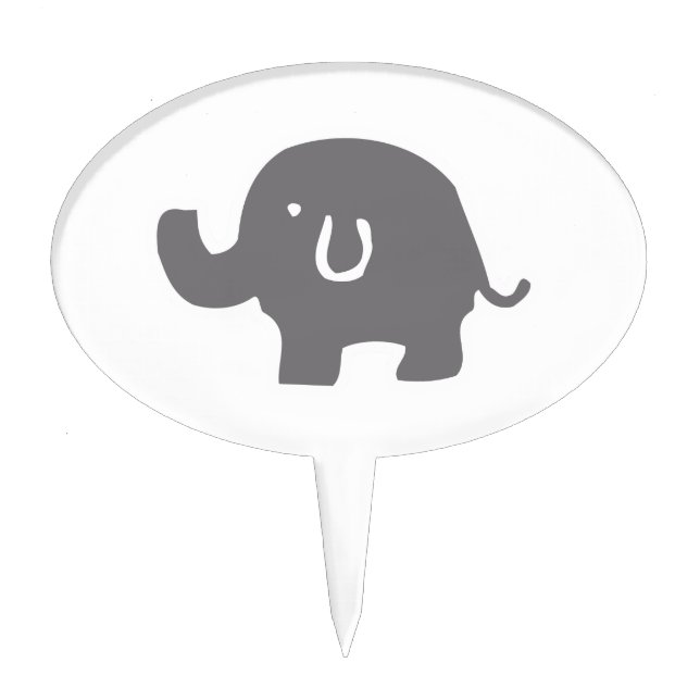 Cute Elephant Grey And White Cake Pick (Front)