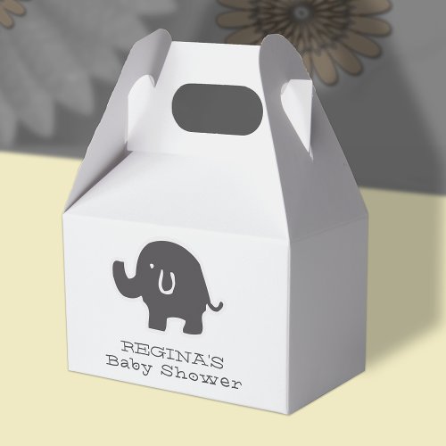 Cute Elephant Grey And White Favor Boxes