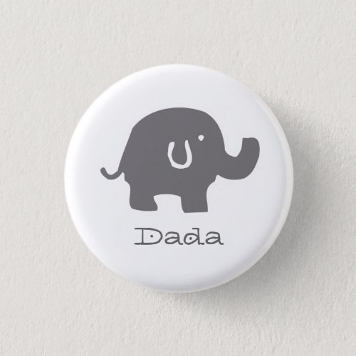 Cute Elephant Grey  White Baby Shower Dada Button