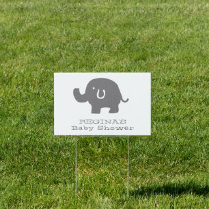 Cute Elephant Grey & White Baby Shower Sign