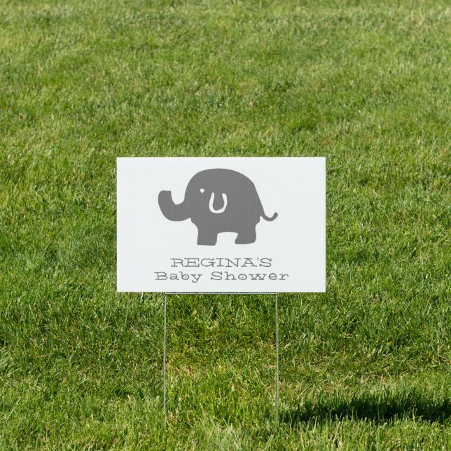 Cute Elephant Grey & White Baby Shower  Sign (Insitu)