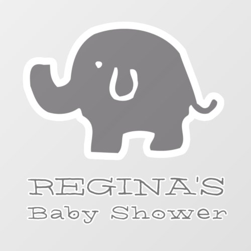 Cute Elephant Grey  White Baby Shower  Wall Decal