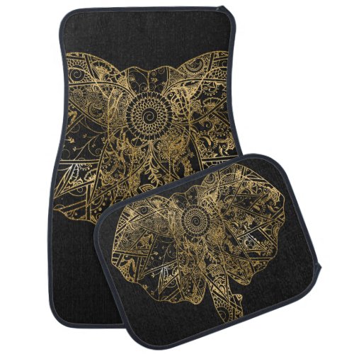 Cute Elephant hand drawn Henna floral Car Mat