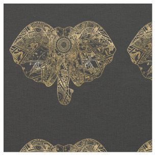 Cute Elephant hand drawn Henna floral Fabric