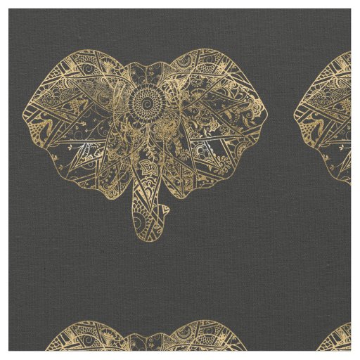 Cute Elephant hand drawn Henna floral Fabric