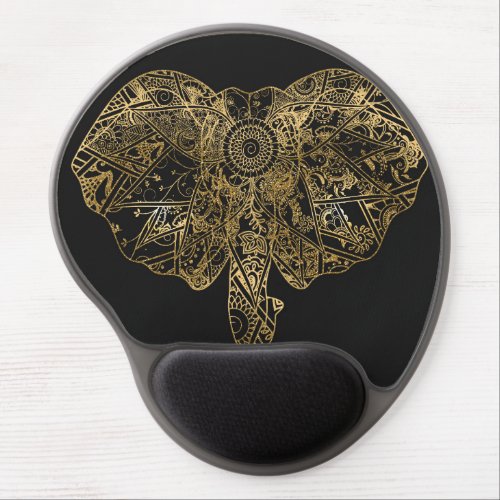 Cute Elephant hand drawn Henna floral Gel Mouse Pad