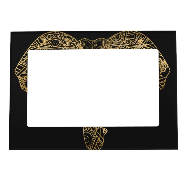 Cute Elephant hand drawn Henna floral Magnetic Frame (Front)