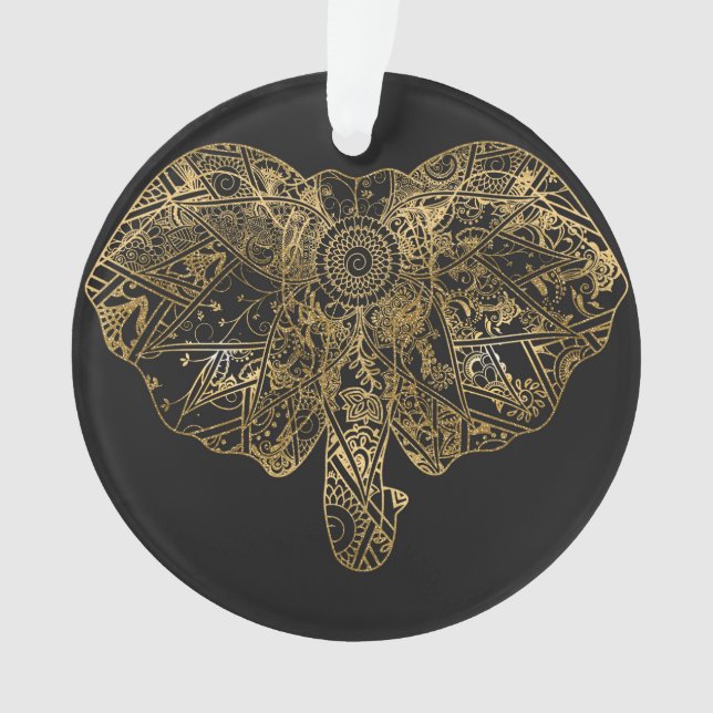 Cute Elephant hand drawn Henna floral Ornament (Front)