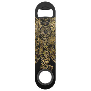 Cute Elephant hand drawn Henna floral Speed Bottle Opener