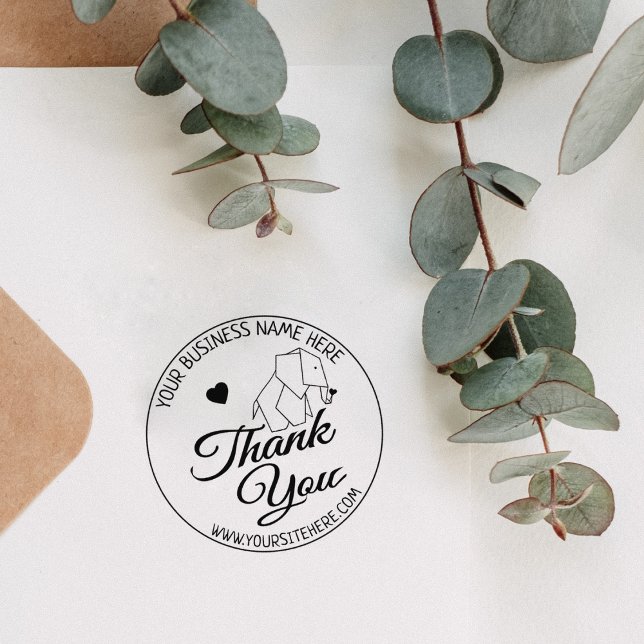 Cute Elephant Handmade Small Business Thank You  Rubber Stamp (Creator Uploaded)