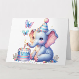Cute Elephant Happy Birthday Card