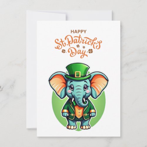 Cute Elephant _ Happy St Patricks Day Card