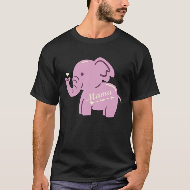 Cute elephant heart clothing mum mother mum elepha T-Shirt (Front)