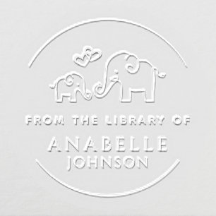 Cute Elephant Heart Custom From The Library Of Embosser