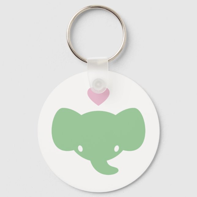 Cute Elephant Heart Graphic Keychain (Front)