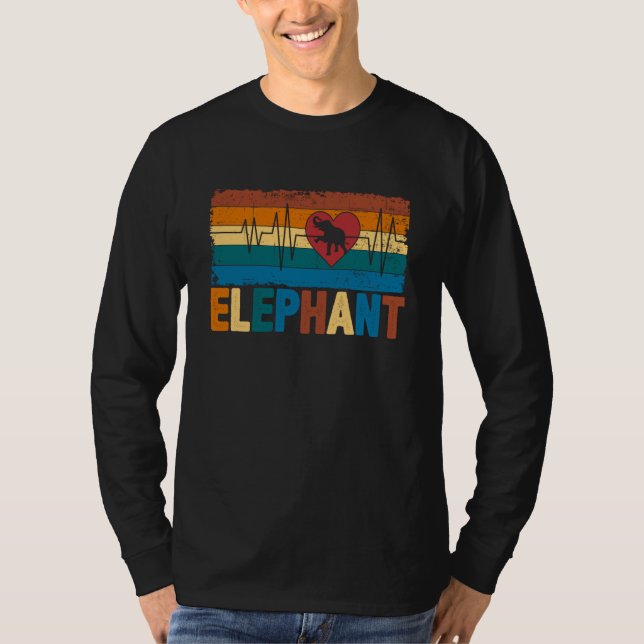Cute Elephant Heartbeat Jungle Animal  2 T-Shirt (Front)