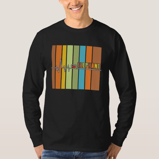 Cute Elephant Heartbeat  Jungle Animal T-Shirt (Front)