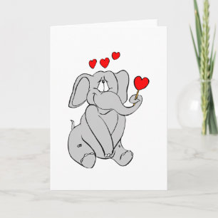 Cute Elephant Hearts Adorable Valentine Character Holiday Card