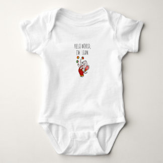 Cute Elephant Hello World Custom Baby Name Bodysui Bodysuit