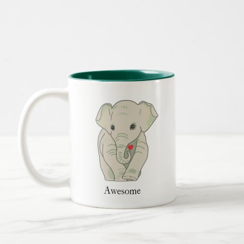 Cute Elephant Holding a Heart Two_Tone Coffee Mug