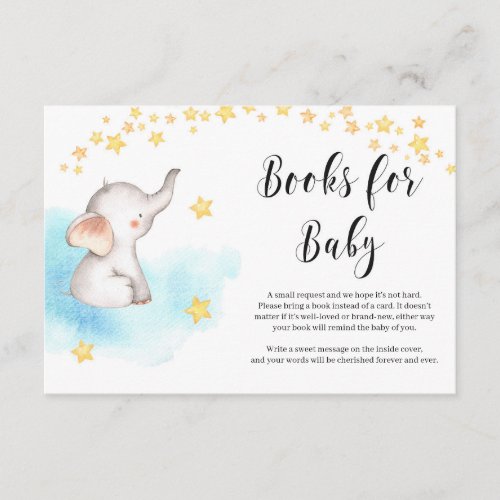 Cute elephant hot air balloon gold book request enclosure card