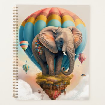Cute Elephant Hot Air Balloon Whimsical Animal Planner by azlaird at Zazzle