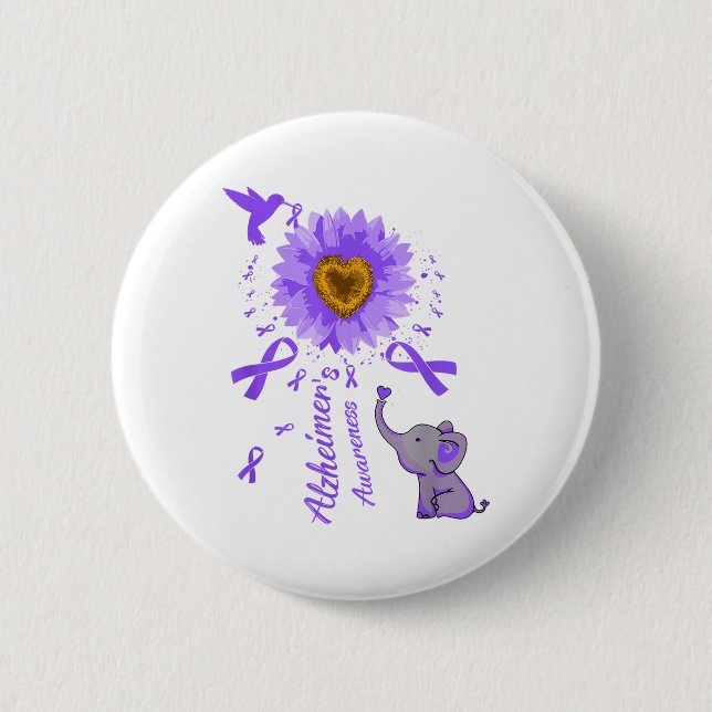 Cute Elephant I Will Remember For You Sunflower He Button (Front)